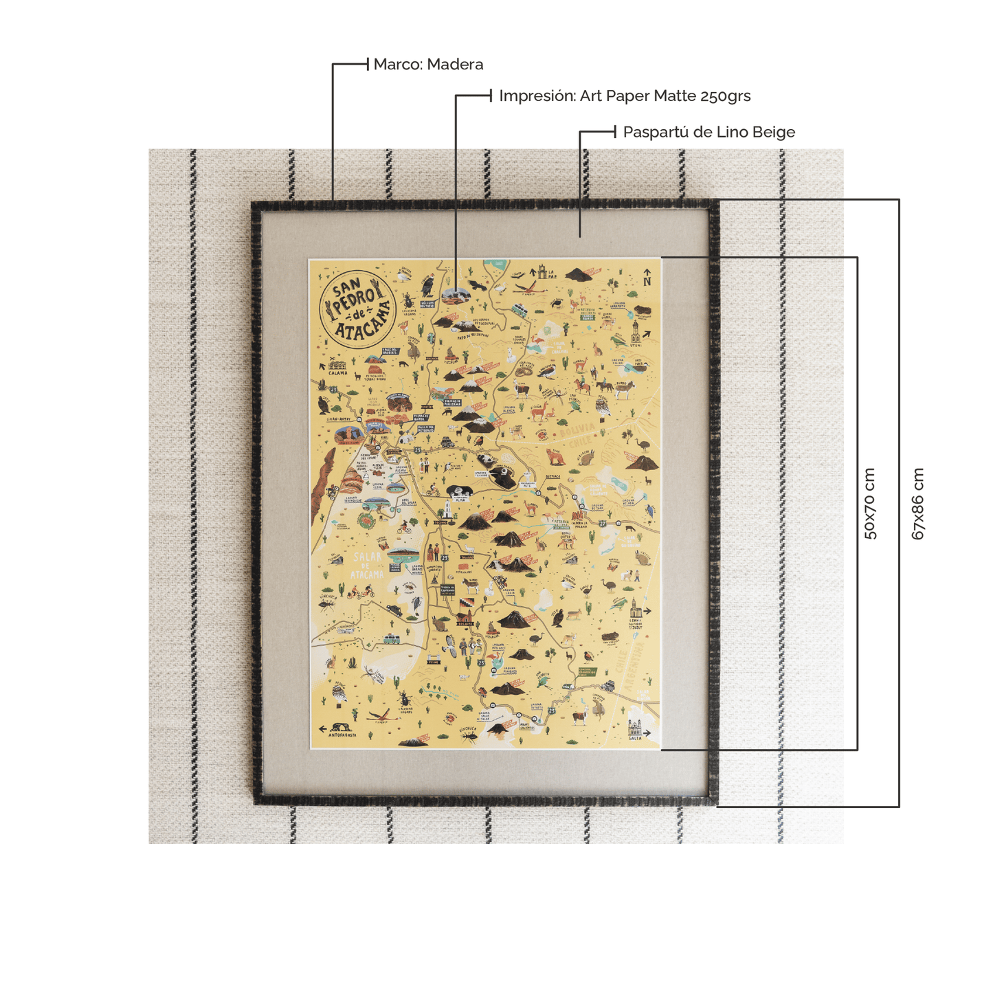 Cuadro Mapa San Pedro de Atacama | 67x86 cm