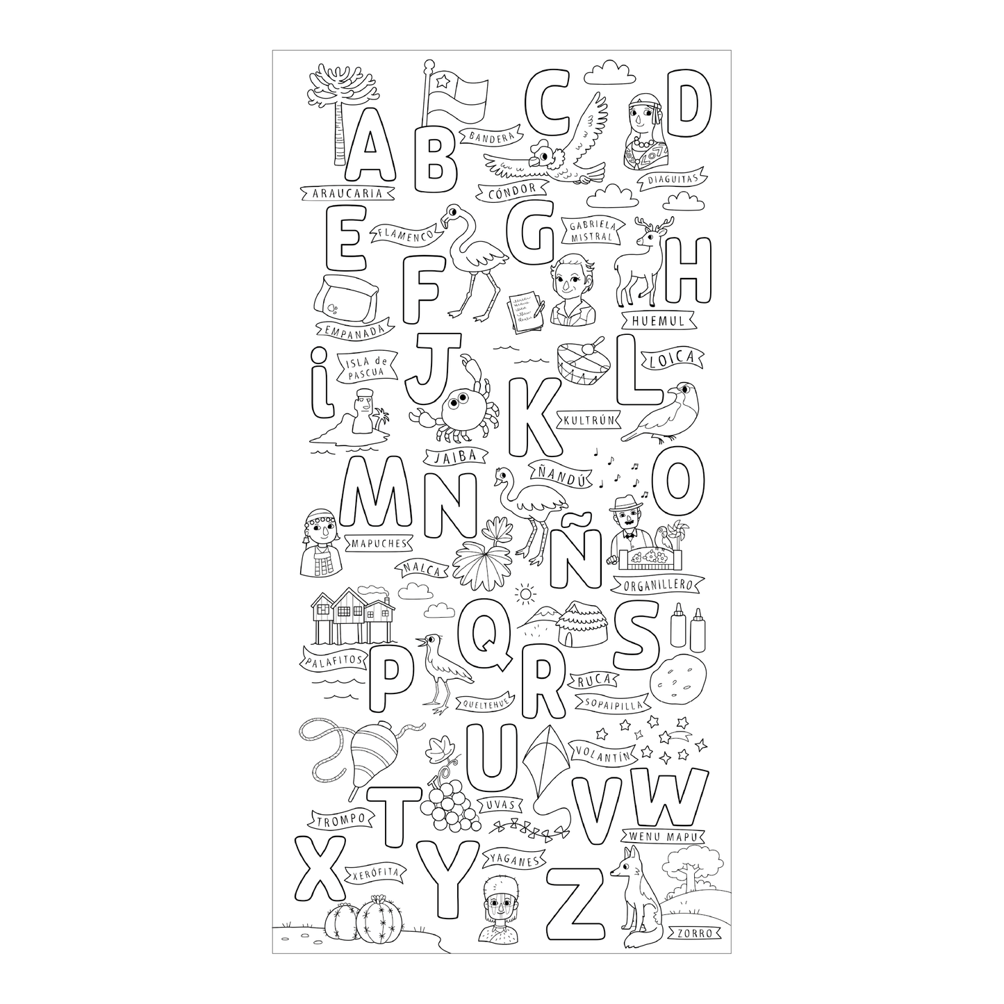 Puzzle Coloreable Abecedario Chileno 200 Piezas
