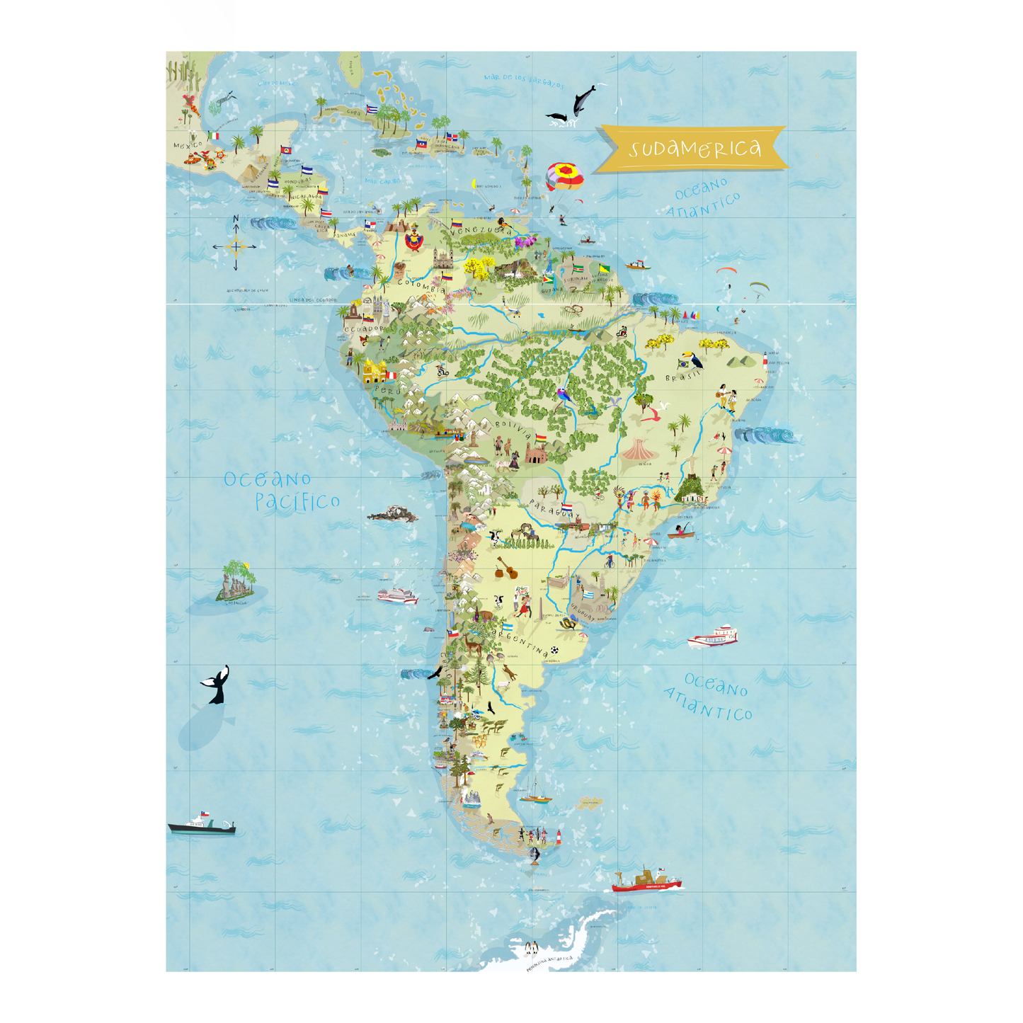 Puzzle Mapa Sudamércia 1500 Piezas