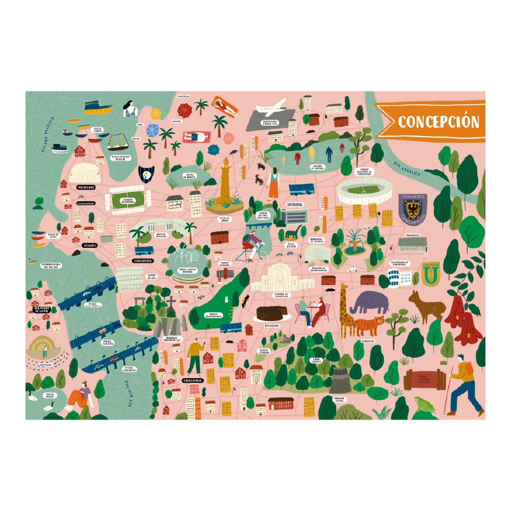 Póster/ Mapa Ilustrado Concepción 50x70