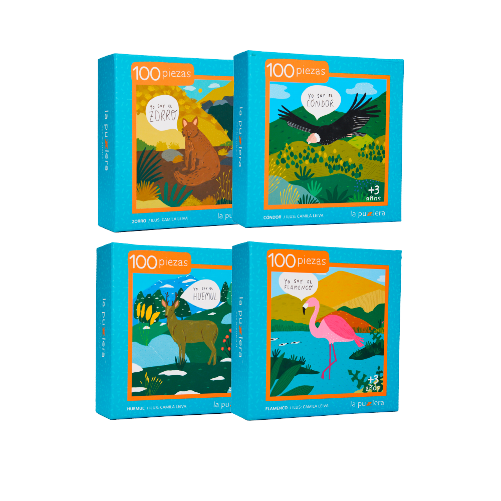 Pack Fauna de Chile 100 Piezas (4 Puzzles)