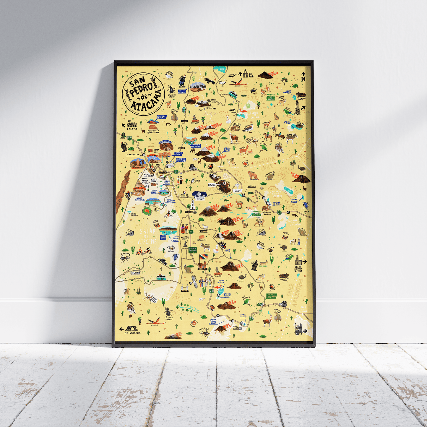 Póster/ Mapa Ilustrado San Pedro de Atacama 50x70