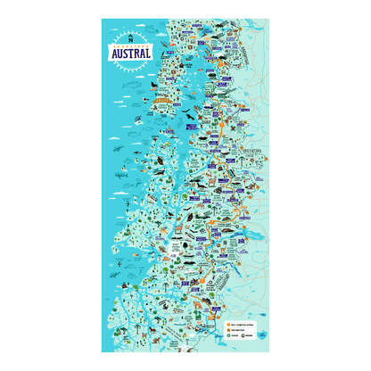 Cuadro Mapa Carretera Austral | 57x97 cm