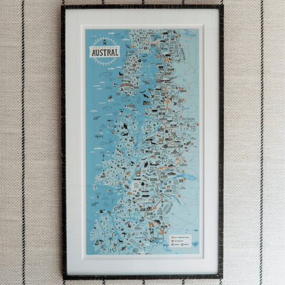 Cuadro Mapa Carretera Austral | 57x97 cm