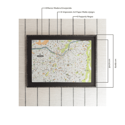 Cuadro Mapa Santiago Urbano | 62x82 cm