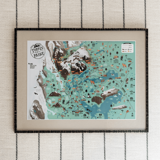 Cuadro Mapa Parque Nacional Torres del Paine | 67x86 cm