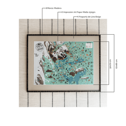 Cuadro Mapa Parque Nacional Torres del Paine | 67x86 cm