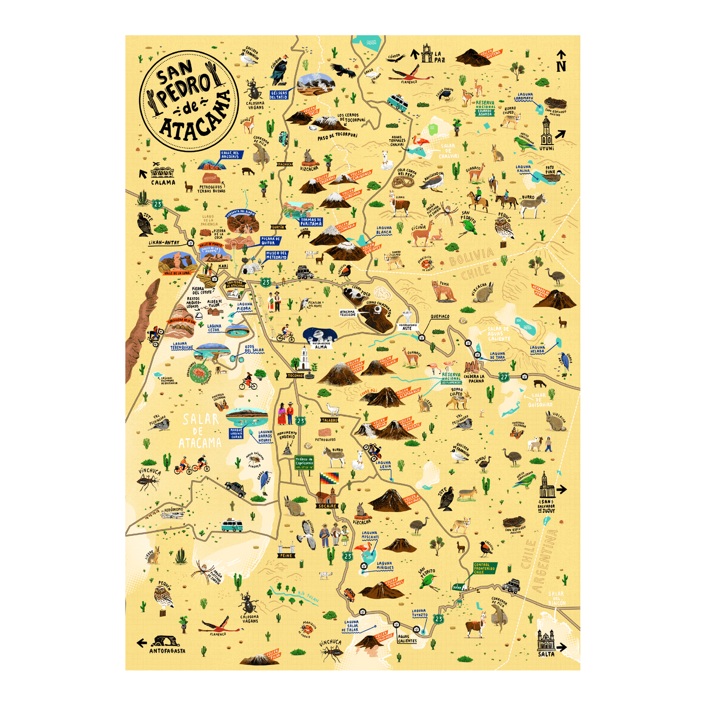 Cuadro Mapa San Pedro de Atacama | 67x86 cm