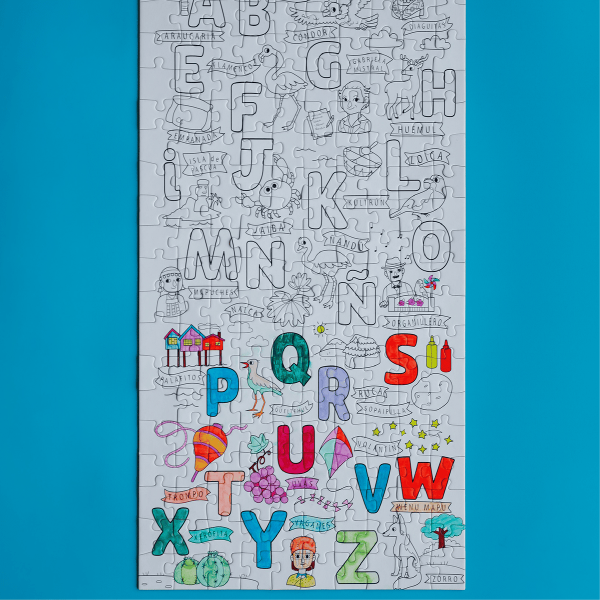Puzzle Coloreable Abecedario Chileno 200 Piezas