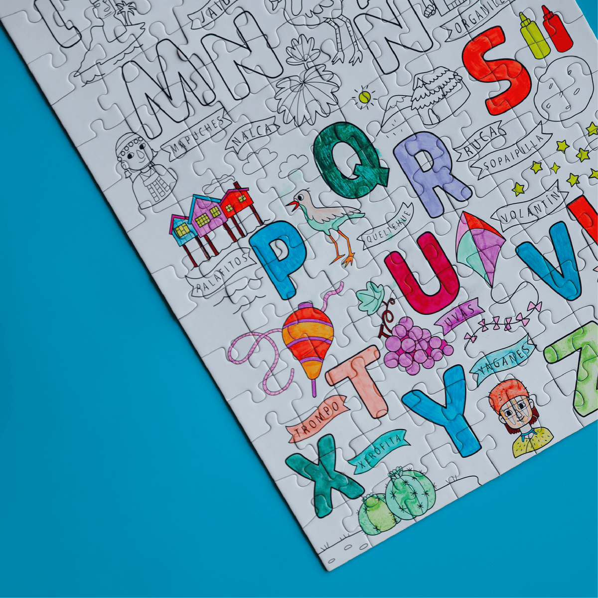 Puzzle Coloreable Abecedario Chileno 200 Piezas