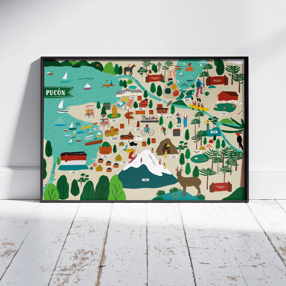 Póster/ Mapa Ilustrado Pucón 50x70