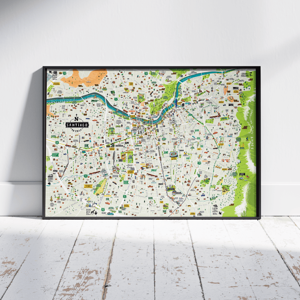 Póster/ Mapa Ilustrado Santiago Urbano 50x70