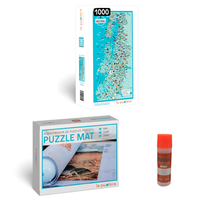 Pack Puzzle Mapa de Chile 1000 + Puzzle Mat + Pega Puzzle