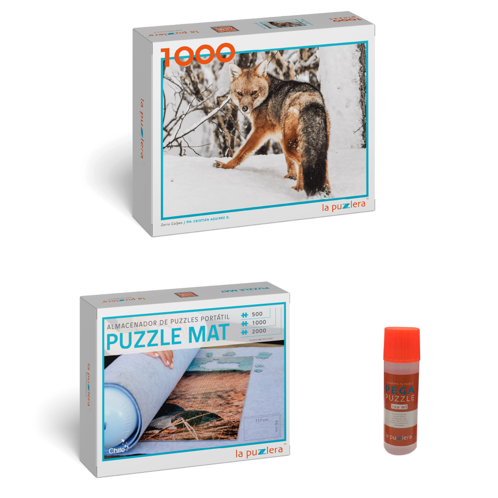 Pack Puzzle Fauna de Chile 1000 + Puzzle Mat + Pega Puzzle