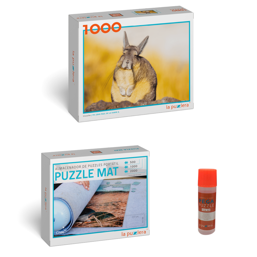 Pack Puzzle Fauna de Chile 1000 + Puzzle Mat + Pega Puzzle