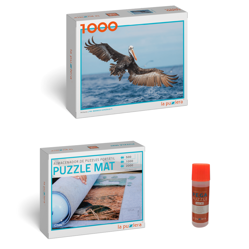 Pack Puzzle Fauna de Chile 1000 + Puzzle Mat + Pega Puzzle