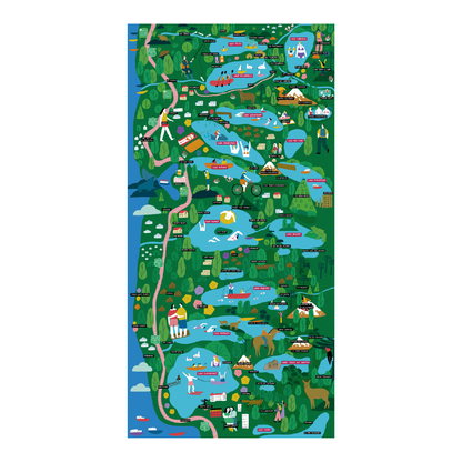 Póster/ Mapa Ilustrado Ruta de los Lagos 40x80