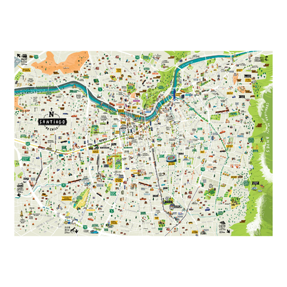 Póster/ Mapa Ilustrado Santiago Urbano 50x70