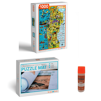 Pack Puzzle Regiones de Chile 1000 + Puzzle Mat + Pega Puzzle
