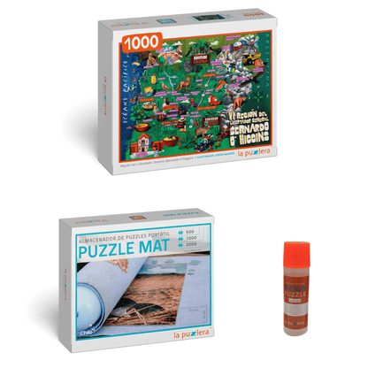 Pack Puzzle Regiones de Chile 1000 + Puzzle Mat + Pega Puzzle