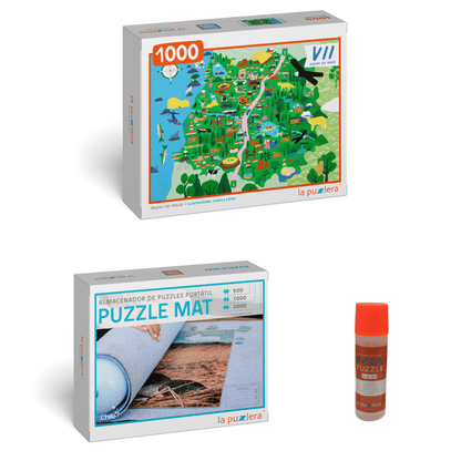 Pack Puzzle Regiones de Chile 1000 + Puzzle Mat + Pega Puzzle