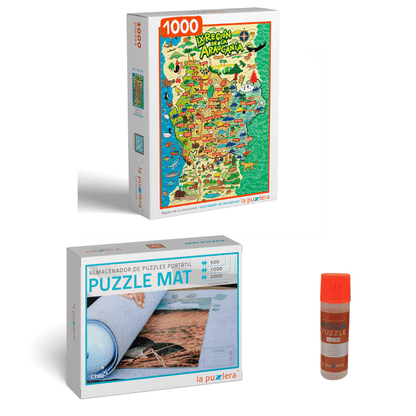 Pack Puzzle Regiones de Chile 1000 + Puzzle Mat + Pega Puzzle