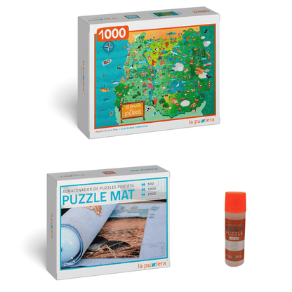 Pack Puzzle Regiones de Chile 1000 + Puzzle Mat + Pega Puzzle