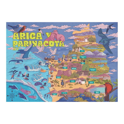 Póster/ Mapa Ilustrado Región Arica y Parinacota 50x70