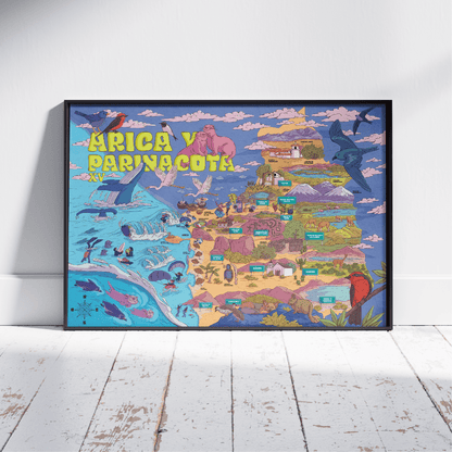 Póster/ Mapa Ilustrado Región Arica y Parinacota 50x70