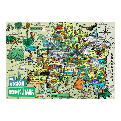 Póster/ Mapa Ilustrado Región Metropolitana 50x70