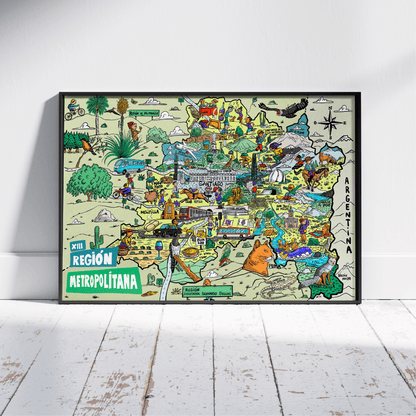 Póster/ Mapa Ilustrado Región Metropolitana 50x70