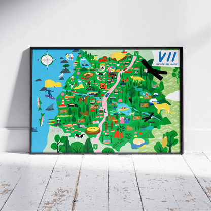Póster/ Mapa Ilustrado Región del Maule