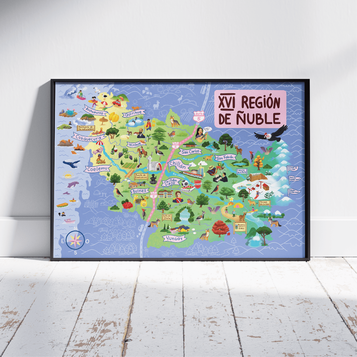 Póster/ Mapa Ilustrado Región del Ñuble