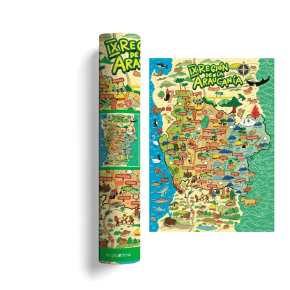 Póster/ Mapa Ilustrado Región de La Araucanía