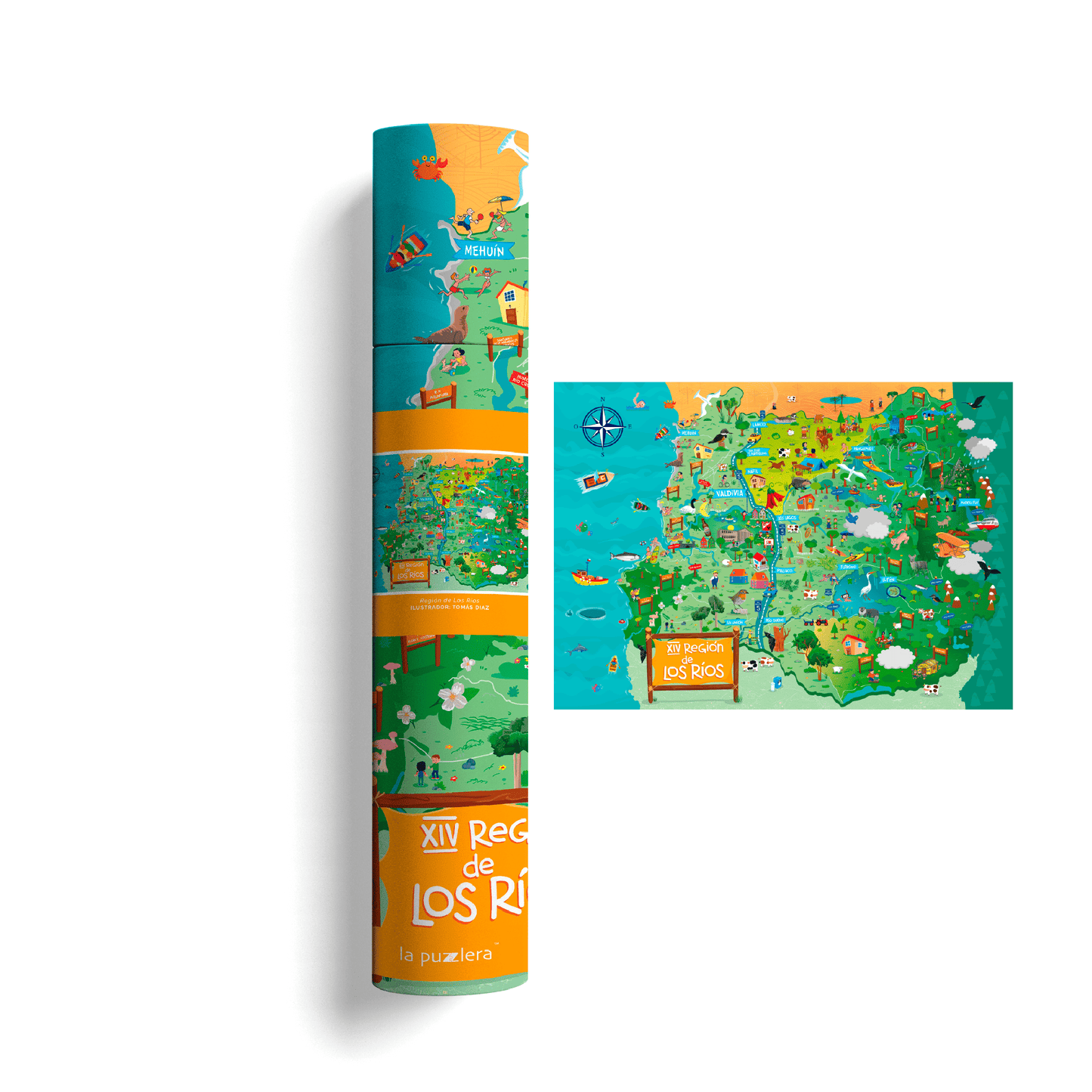 Póster/ Mapa Ilustrado Región de Los Ríos