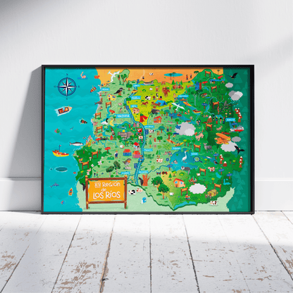 Póster/ Mapa Ilustrado Región de Los Ríos