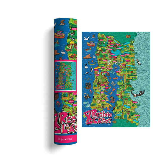 Póster/ Mapa Ilustrado Región de Los Lagos
