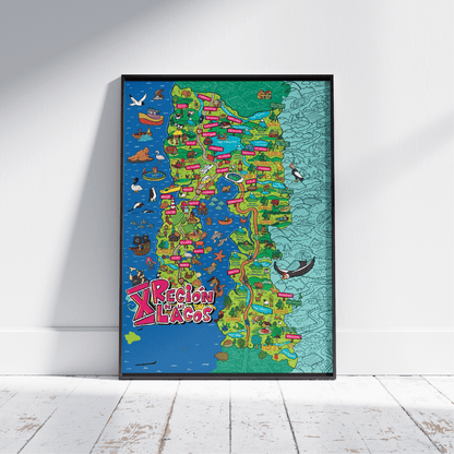 Póster/ Mapa Ilustrado Región de Los Lagos