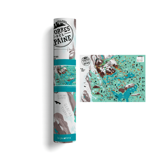 Póster/ Mapa Ilustrado Torres del Paine 50x70
