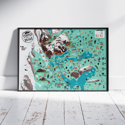 Póster/ Mapa Ilustrado Torres del Paine 50x70